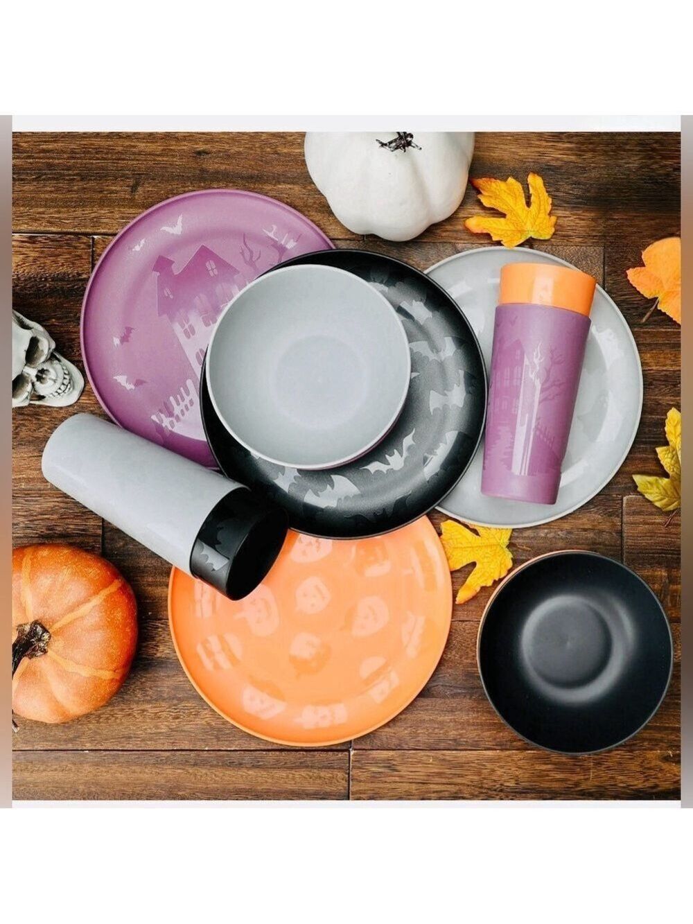 Mainstays Haunted House Dinnerware Set Purple Plum 3 Piece 3-Piece - Picture 16 of 16
